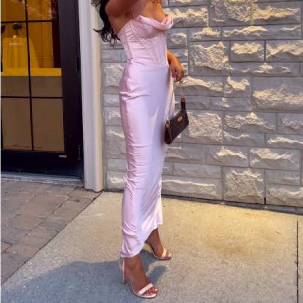 HOUSE OF CB 'Charmaine' Blush Pink Corset Maxi Dress/Size S-Cup A-C NWOT